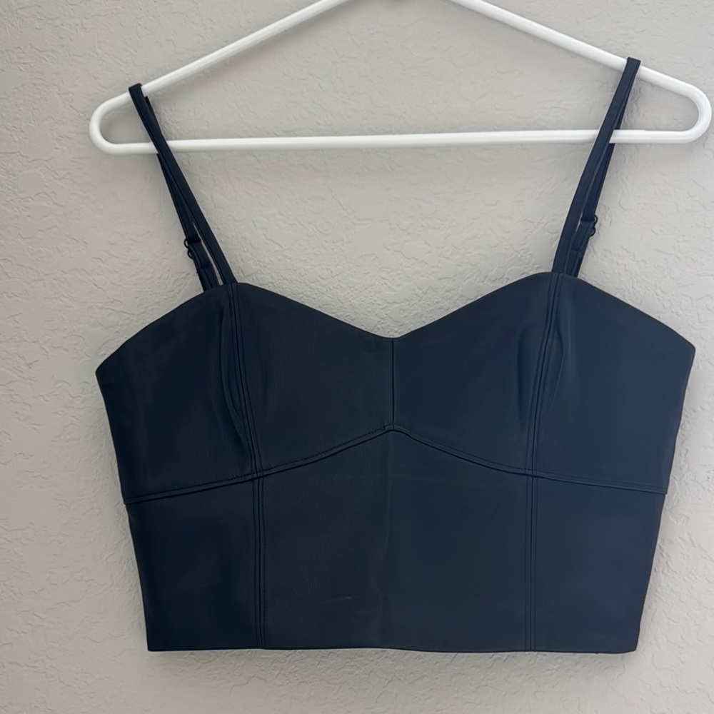 Black Faux Leather Crop Top